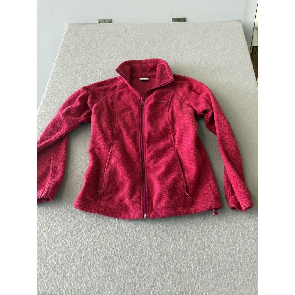 Columbia Jacket Womens Small Pink Fleece Full Zip Lightweight Collar Pockets